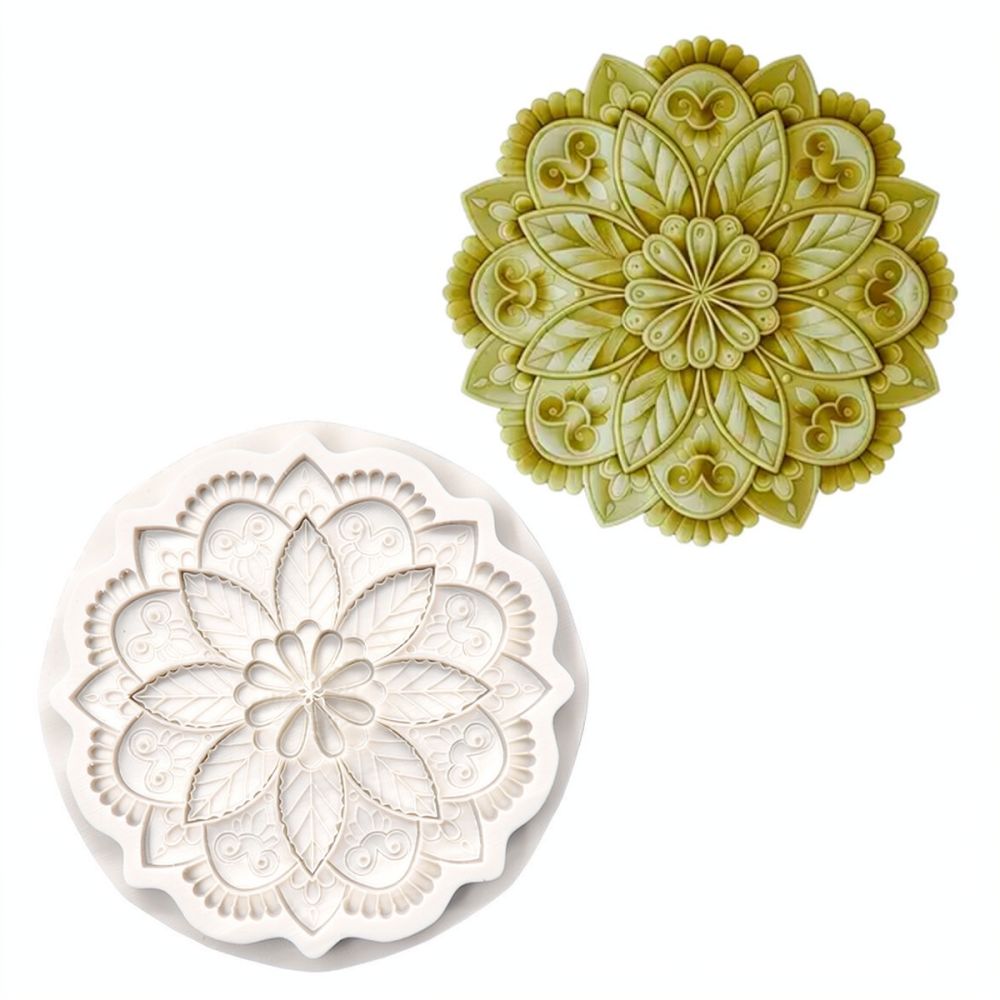 Silicone Epoxy Resin Molds Set - Ronde siliconen mal met bloemmotief, voor