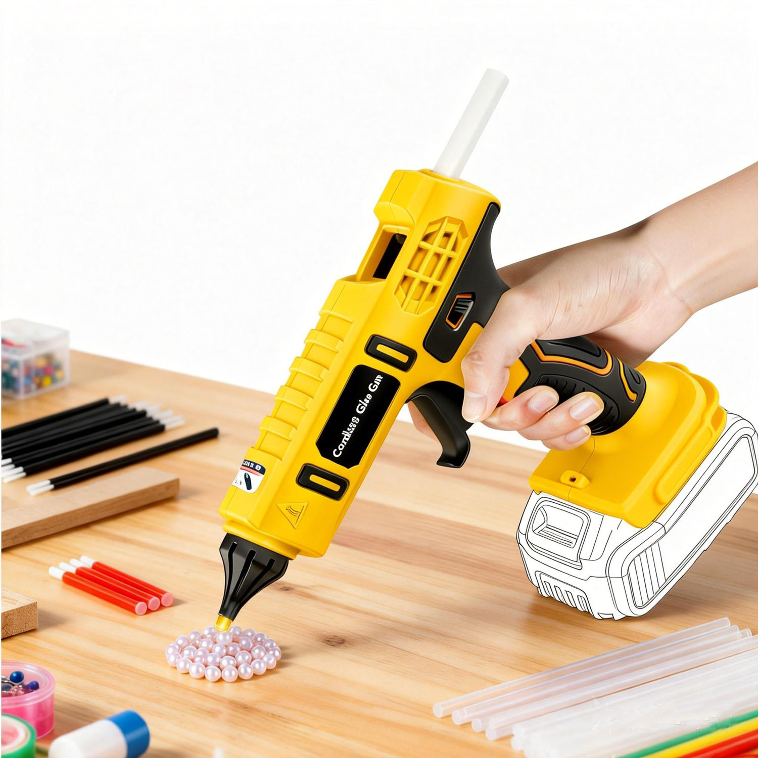 Hot Melt Glue Gun Cordless - 100W draadloze lijmpistool voor DeWalt 20V-accu