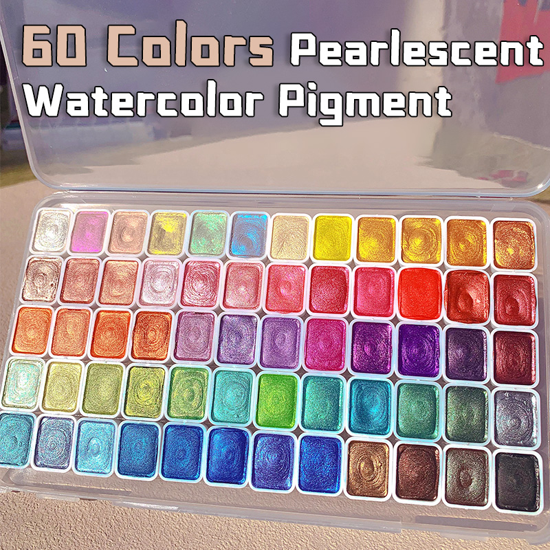 Watercolor Paint Set Solid Pigment - 20/24/60/72 kleuren parel aquarel pigment, metallic,
