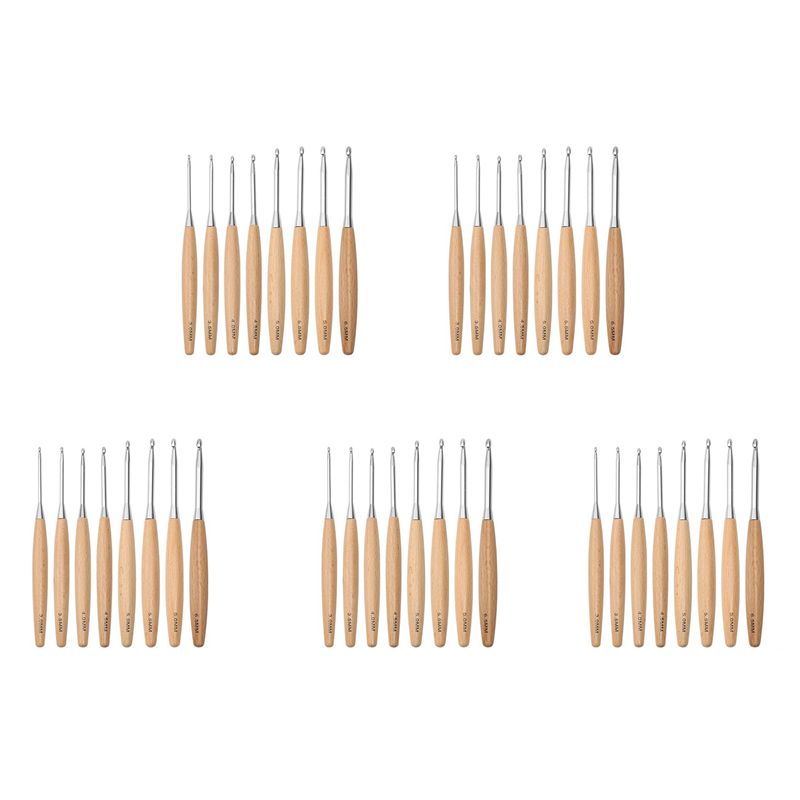 Wooden Crochet Hooks Ergonomic Handle - ABJI – set van 40 houten