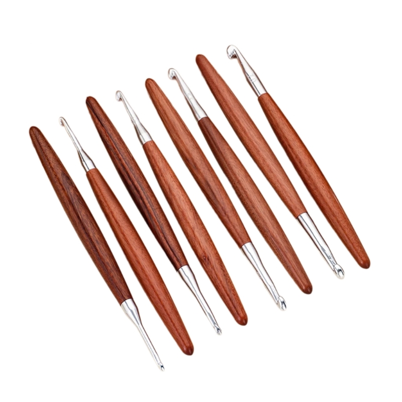 Wooden Crochet Hooks Ergonomic Handle - F68E 8-delige houten handvat haaknaald met