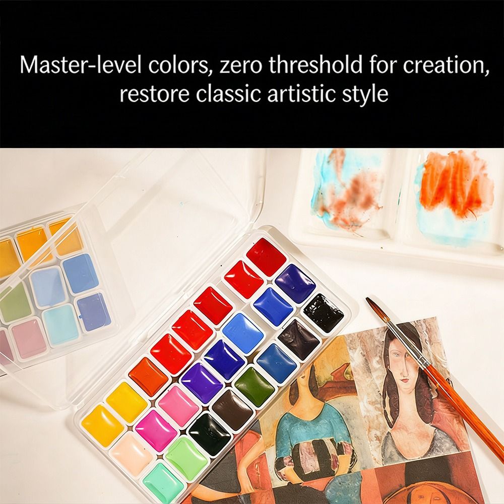 24 kleuren aquarelverfset kuns - Watercolor Paint Set Solid Pigment recensie en prijs