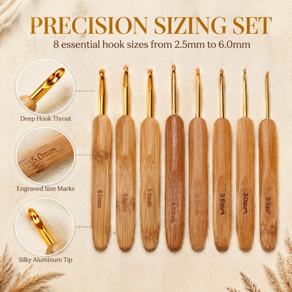 8-delige ergonomische haaknaal - Wooden Crochet Hooks Ergonomic Handle recensie en prijs